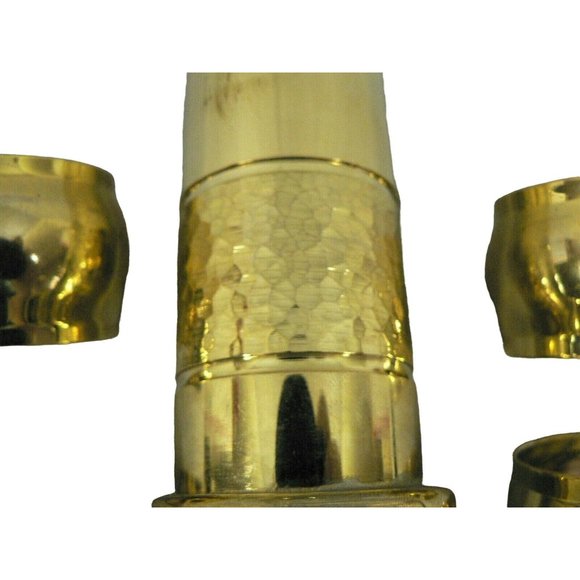 Candlestick Brass with Napkin Rings, Stacked on Brass Candlestick Base 4 Rings a - Picture 8 of 11